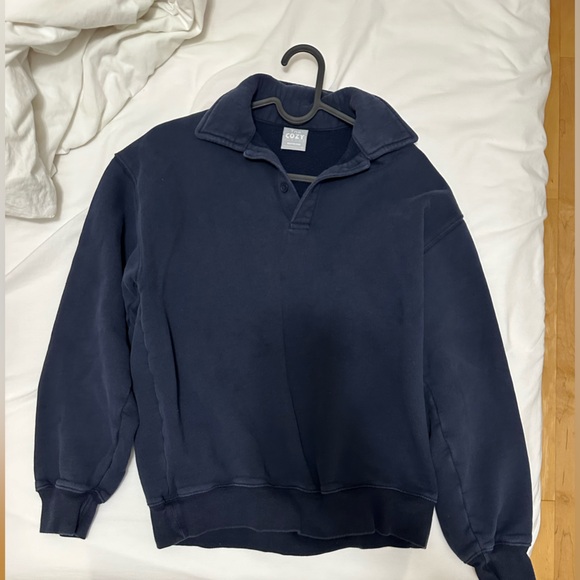 Aritzia TNA cozy fleece boyfriend polo sweatshirt - Picture 2 of 3